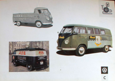 Volkswagen T1 Transporter Modelprogram 1958 "Werbebeschriftungen" Carbrochure  (10359)